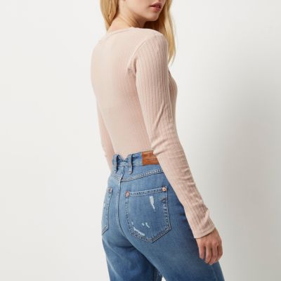 Dusty softly ribbed top